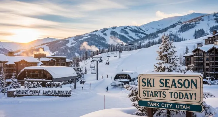 when does ski season start in park city utah snowy ski resort view